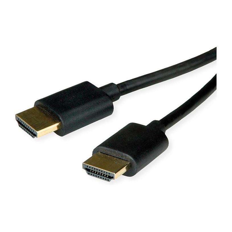 HDMI-kabel ROLINE High Speed med Ethernet Slim 1 m - sort