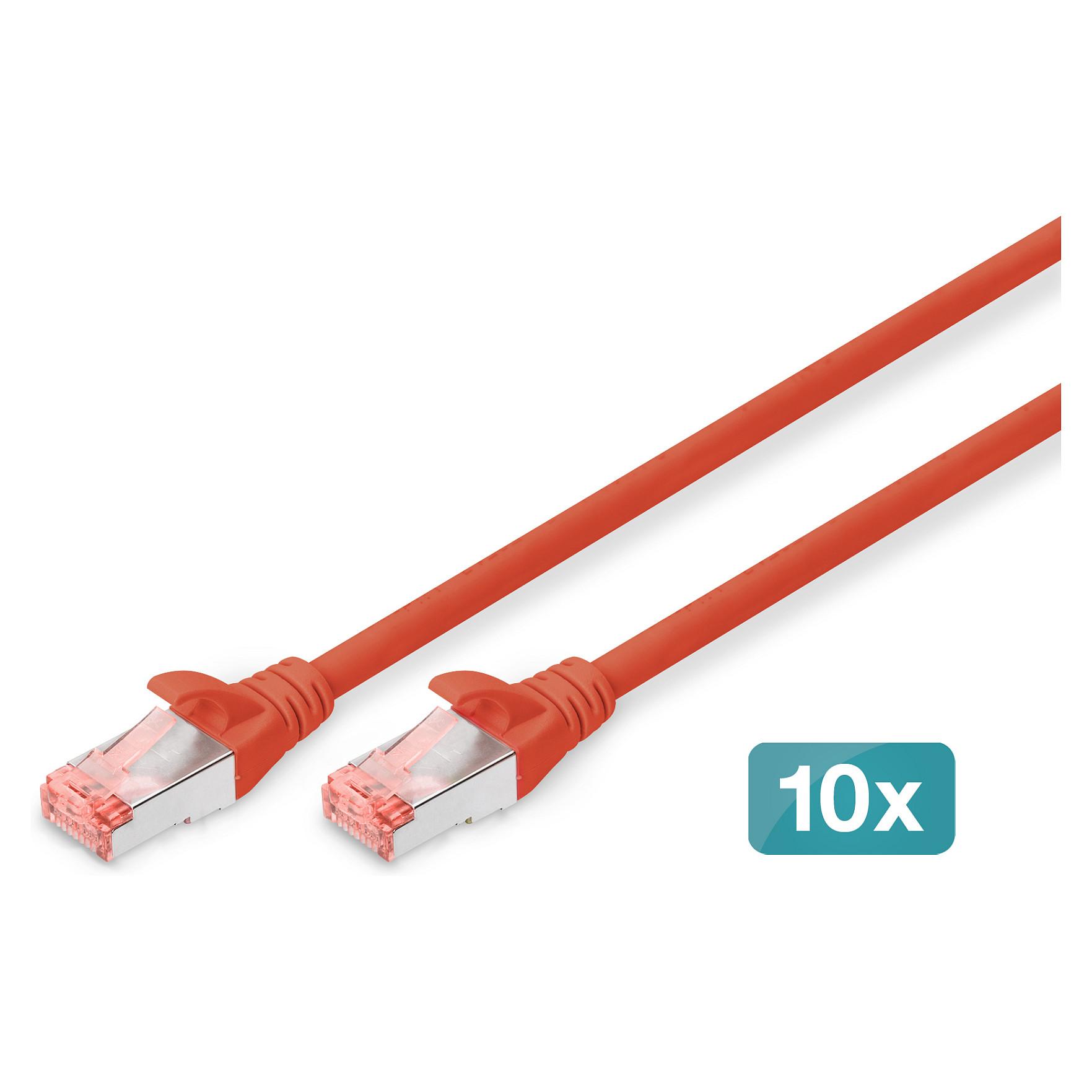 DIGITUS Professional - Patchkabel - RJ-45 (han) til RJ-45 (han) - 1 m - SFTP - CAT 6 - booted, halogenfri, knastfri - rød (pakke med 10)