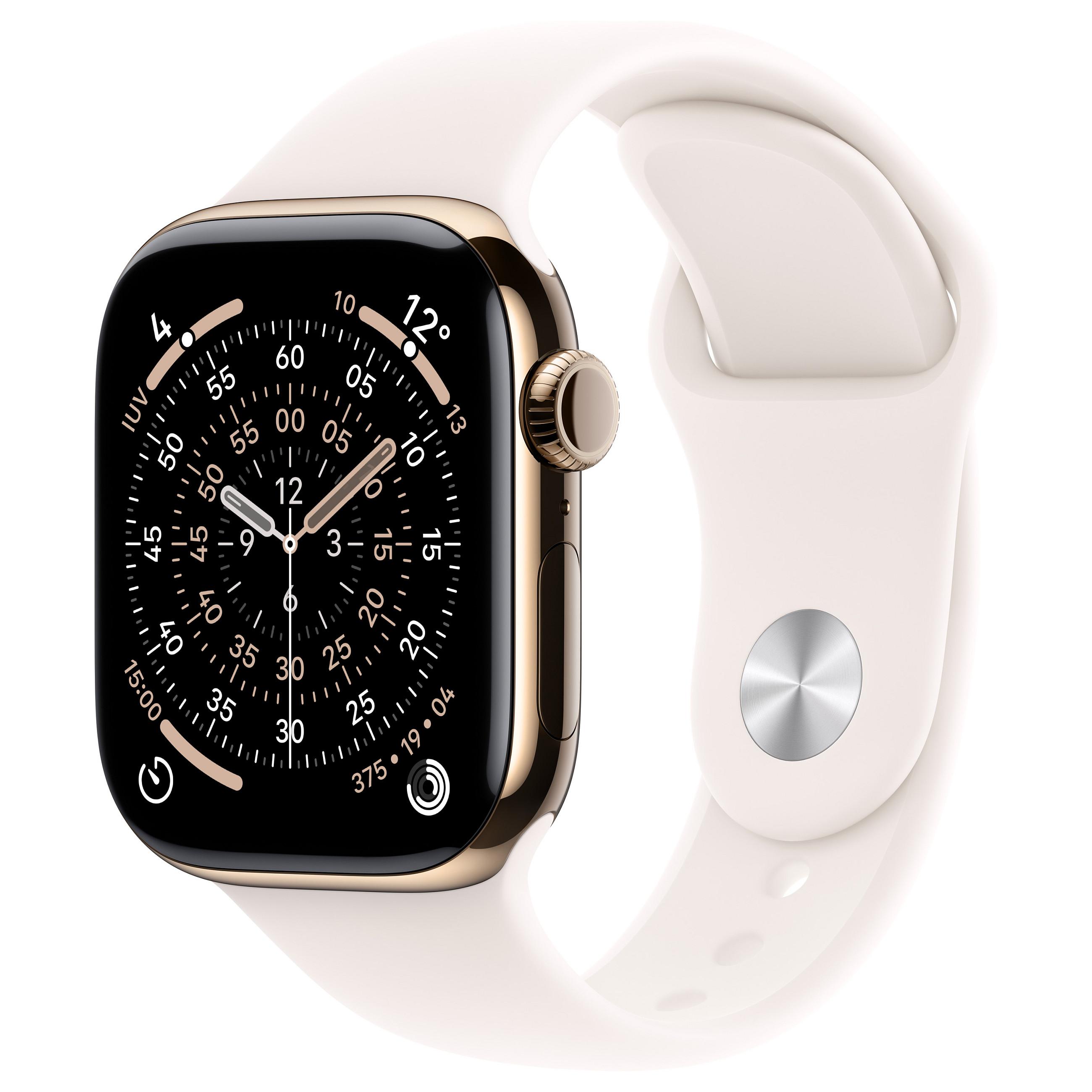 Smartwatch Apple Watch Series 11 GPS + Cellular 46 mm - guld titanium med Light Blush Sport Band (M/L)