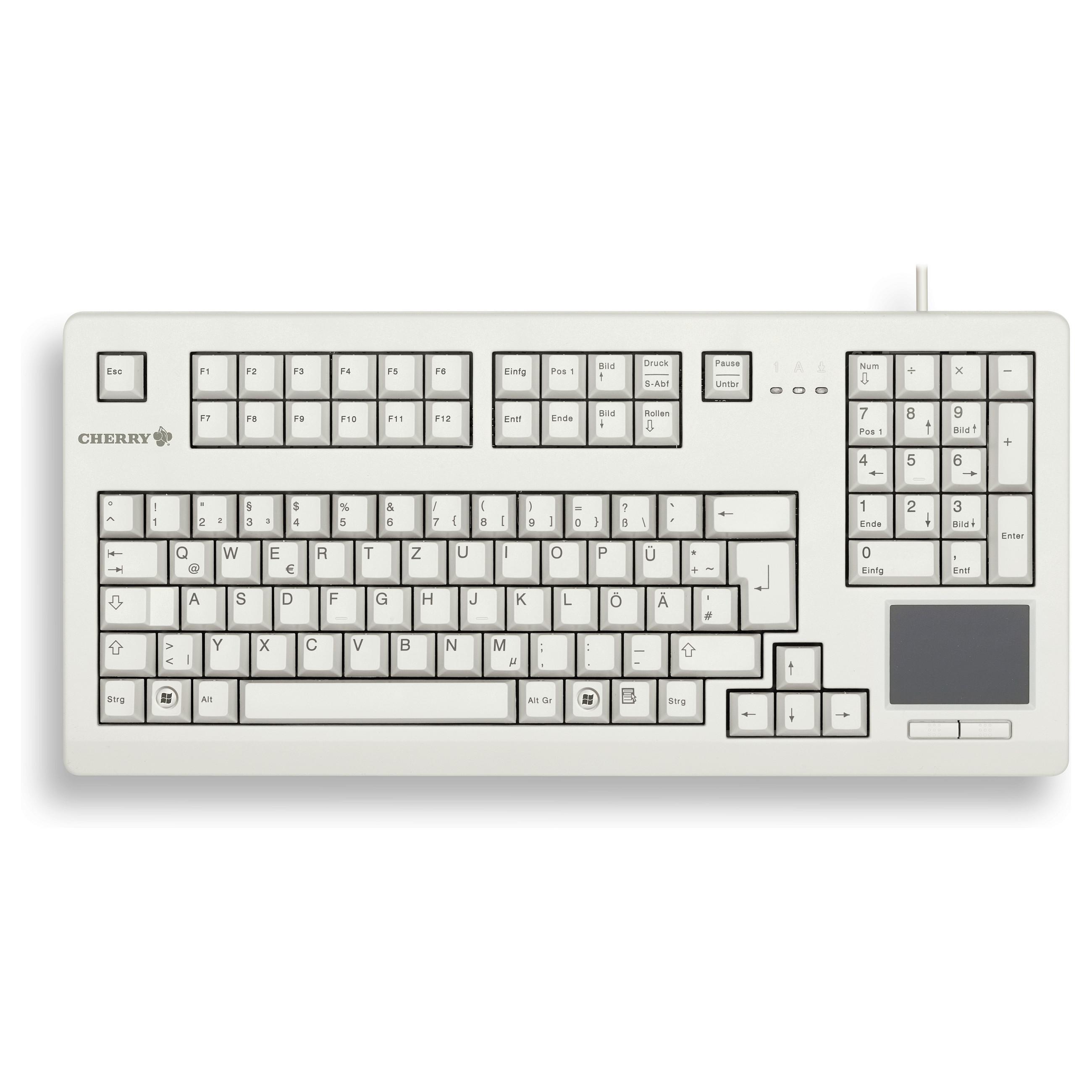 Cherry TouchBoard G80-1190 tastatur med touchpad, USB, QWERTZ tysk layout, grå