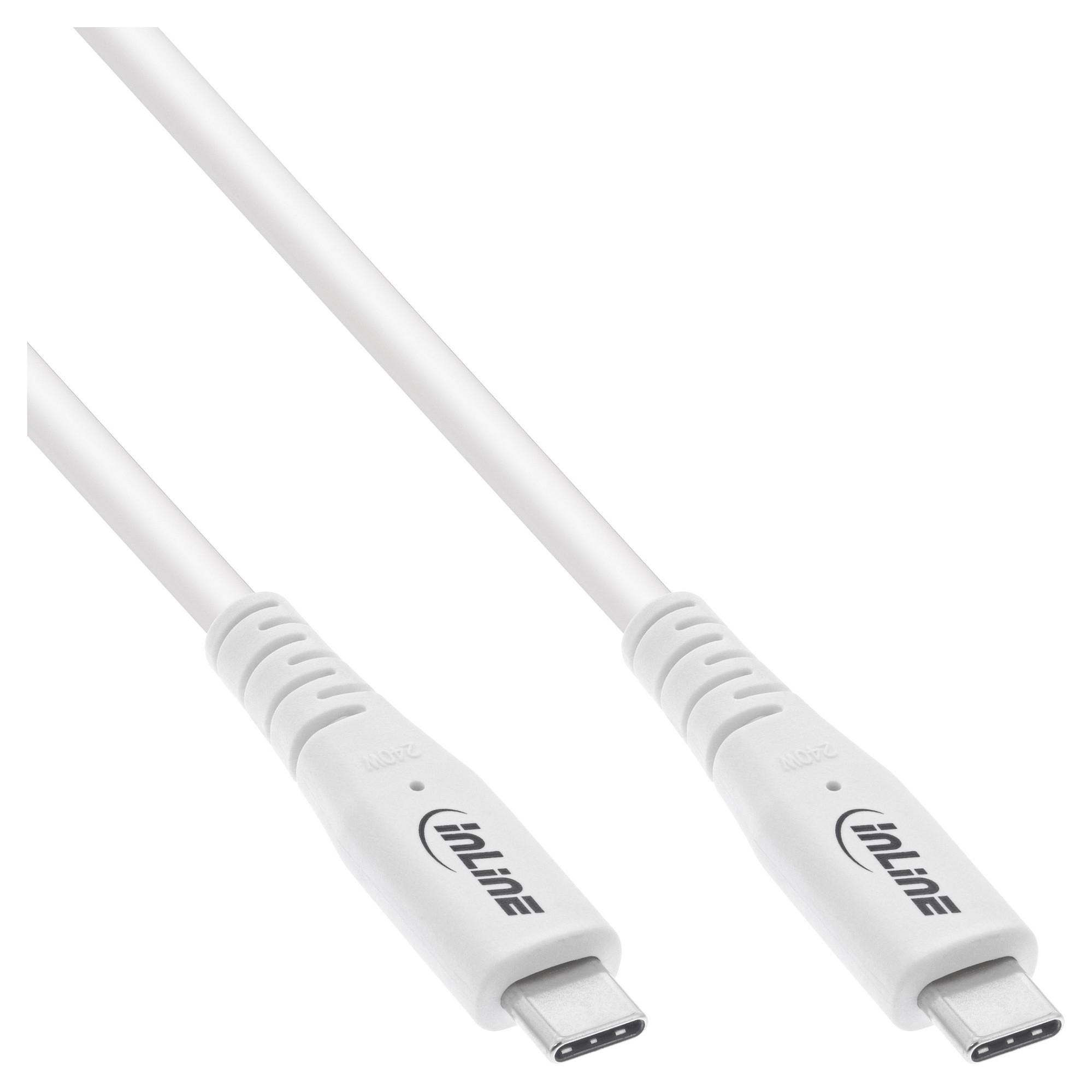USB4-kabel InLine USB-C til USB-C 240 W hvid 2 m