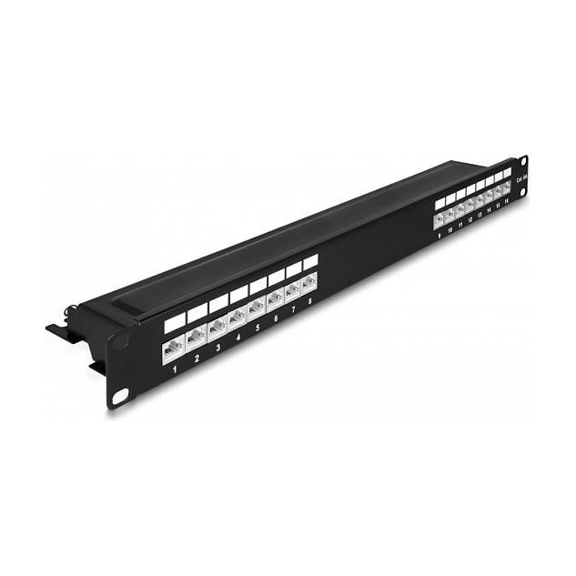 Patchpanel DeLOCK 19" Cat.6A 16-port 1U - sort