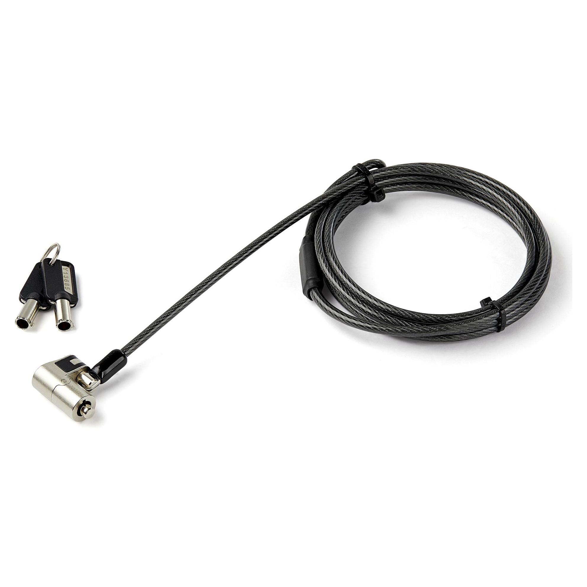 Startech 6.5' (2m) 3-in-1 Universal Laptop Cable Lock, Keyed Laptop/Desktop Security Cable Lock Compatible w/ K-Slot, Nano & Wedge Slot Computer, Anti-Theft Steel Cable Lock w/ Keys - Universal Laptop Lock - Sikkerhedskabelslås - 2.03 m - TAA-kompatibel