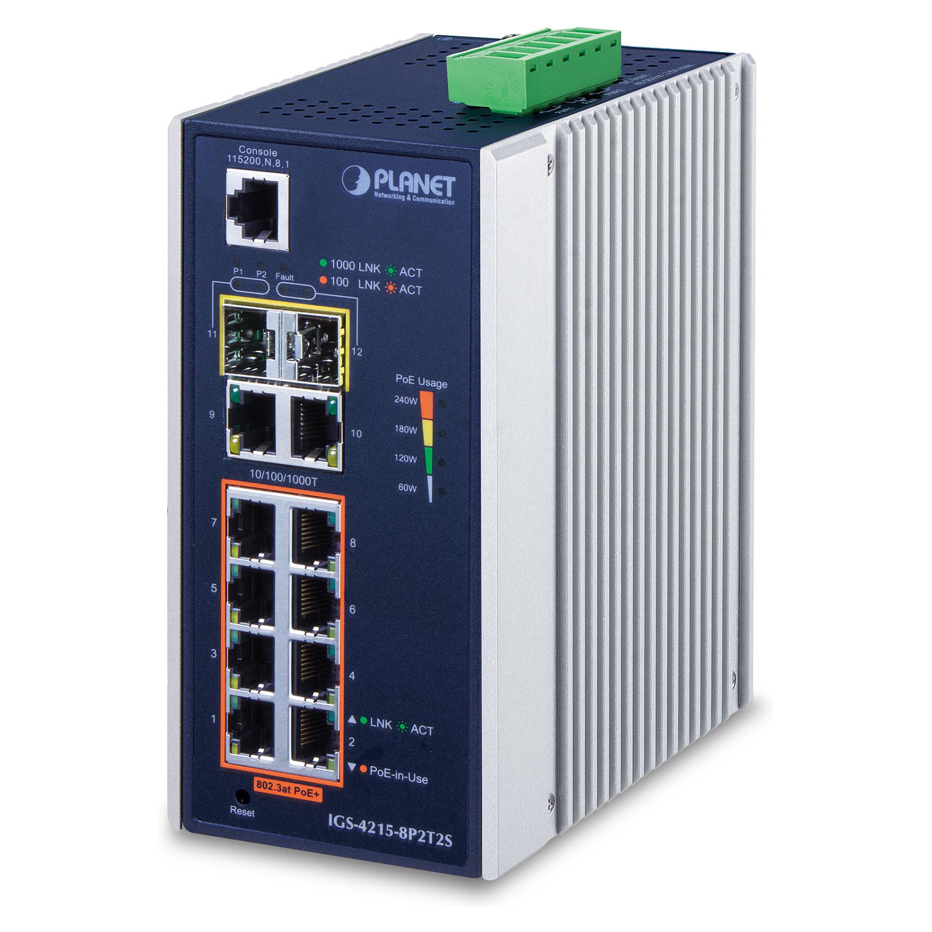 Planet IGS-4215-8P2T2S - administreret L2/L4 Gigabit PoE-switch, blå/sølv