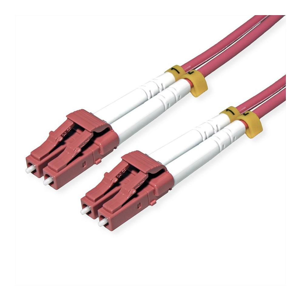 Fiberoptisk kabel ROLINE OM4 LC/LC stålarmet - violet, 2 m