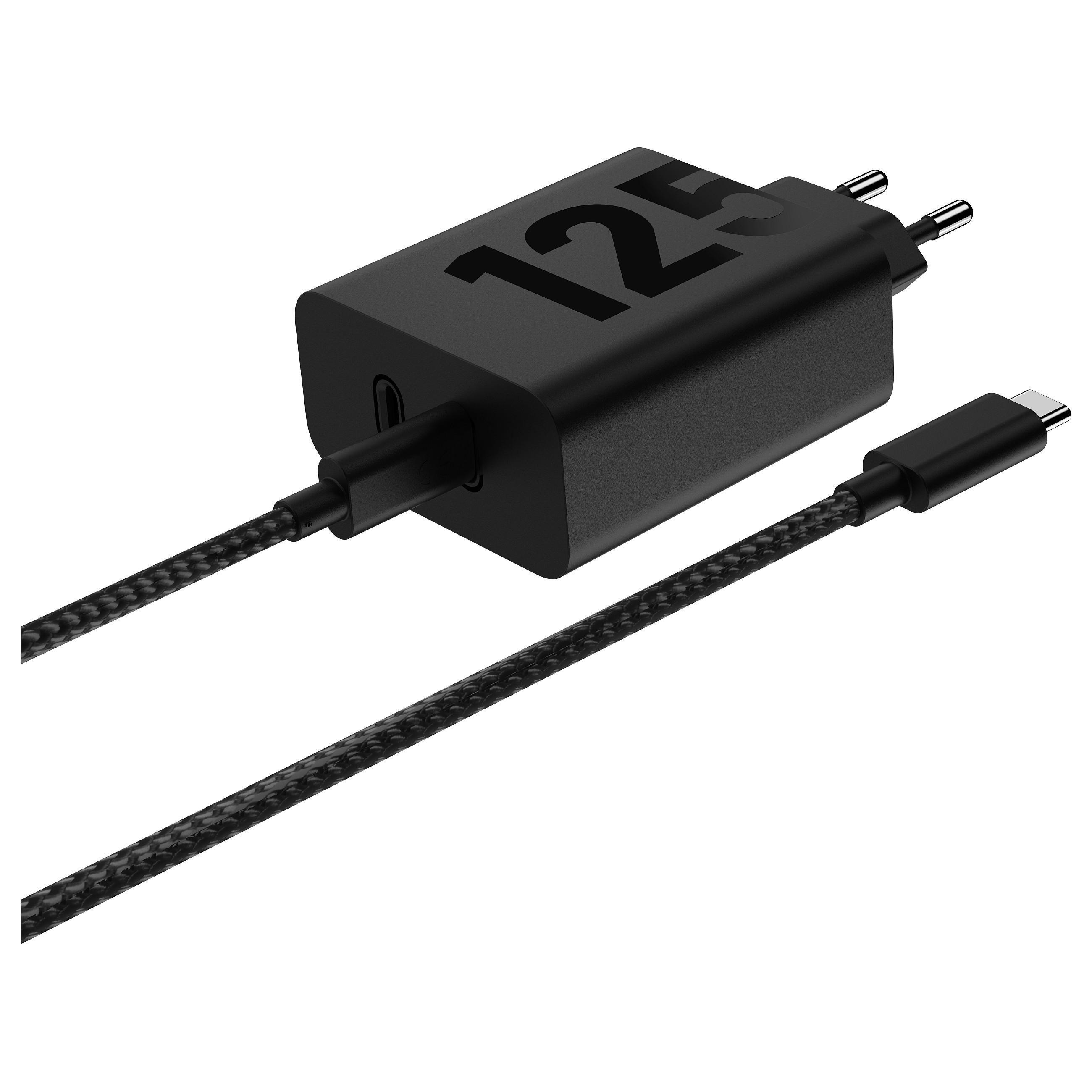 Motorola TurboPower Duo 125 W USB-C oplader med 2 porte og 2 m kabel - mat sort