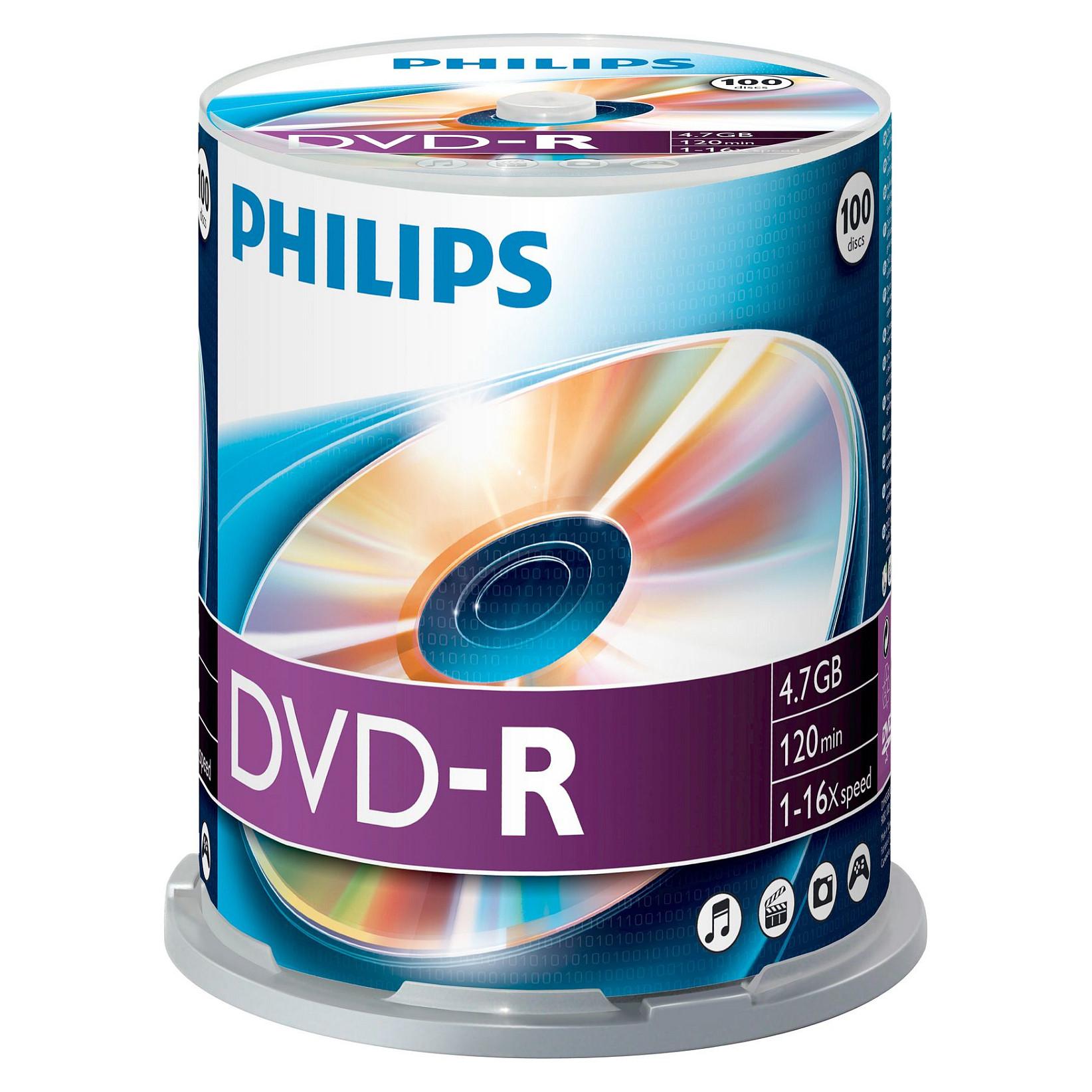 Philips DM4S6B00F - 100 x DVD-R - 4.7 GB (120min) 16x - spindle
