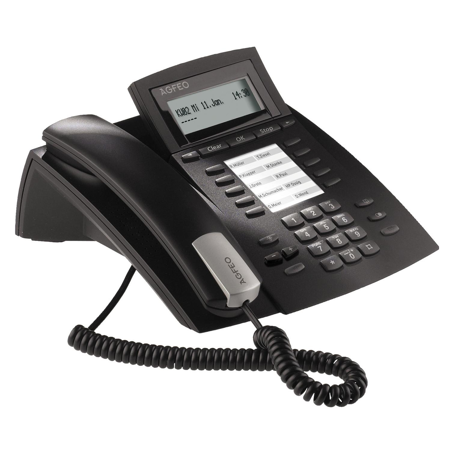 AGFEO ST 22, IP telefon, Sort, Forbundet håndsæt, Bord/Væg, 2 Linier, 1000 entries