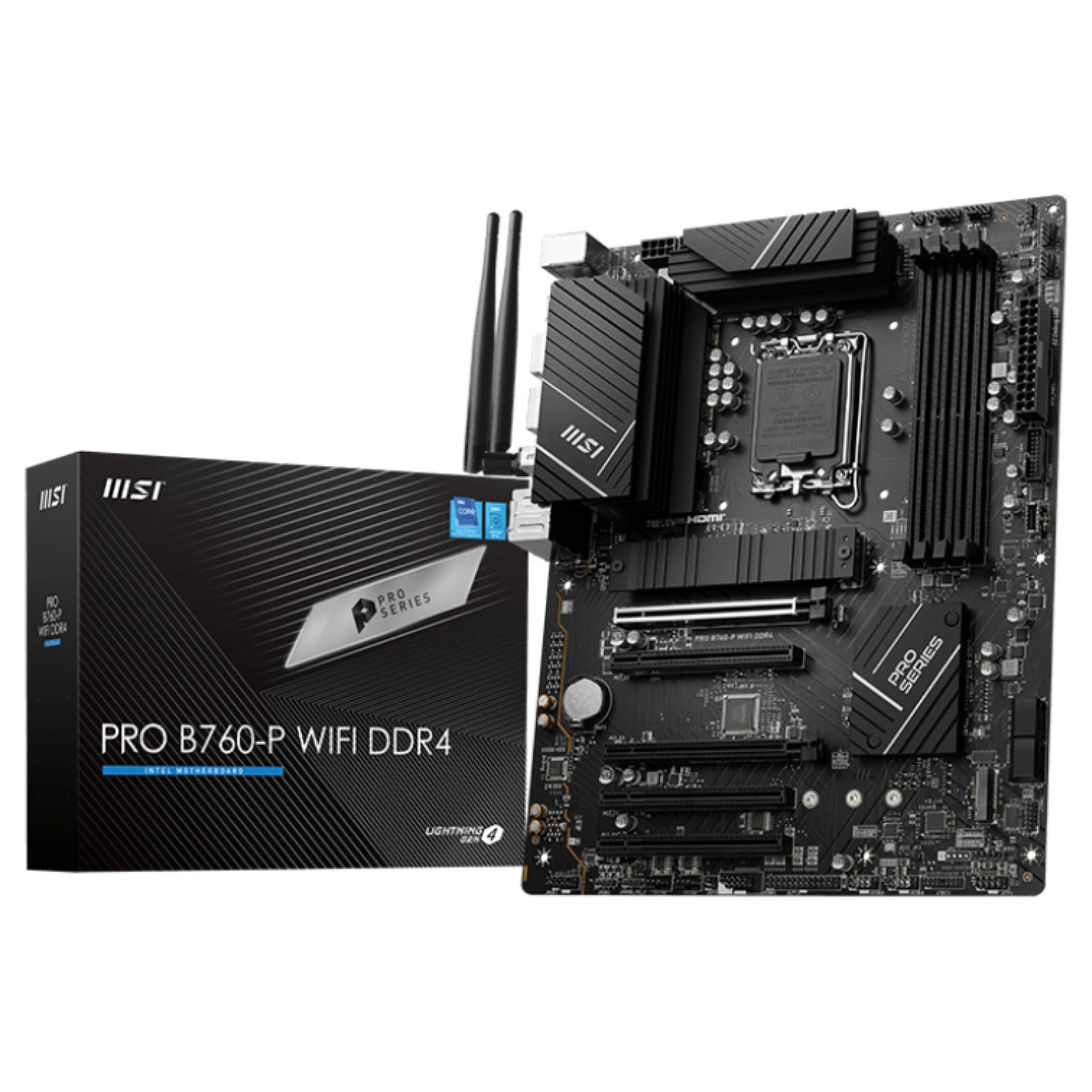 MSI PRO B760-P WIFI DDR4 Bundkort - Intel B760 - Intel LGA1700 - DDR4 RAM - ATX