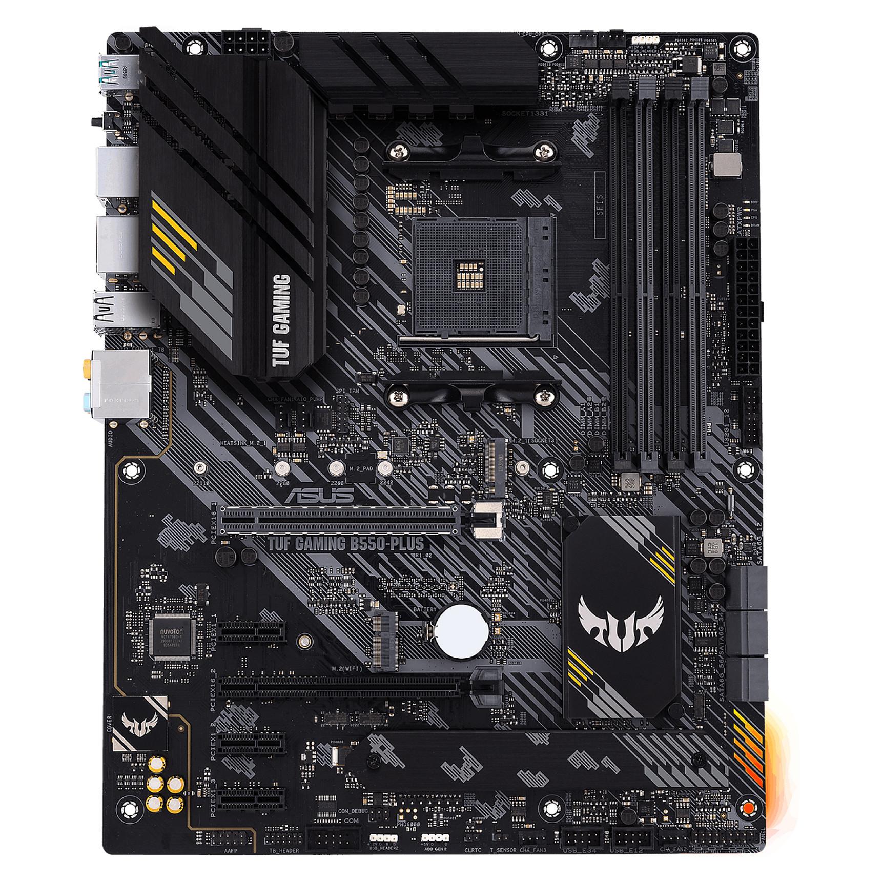 ASUS TUF GAMING B550-PLUS - Bundkort - ATX - Socket AM4 - AMD B550 Chipset - USB-C Gen2, USB 3.2 Gen 1, USB 3.2 Gen 2 - 2.5 Gigabit LAN - onboard grafik (CPU påkrævet) - HD Audio (8-kanaler)