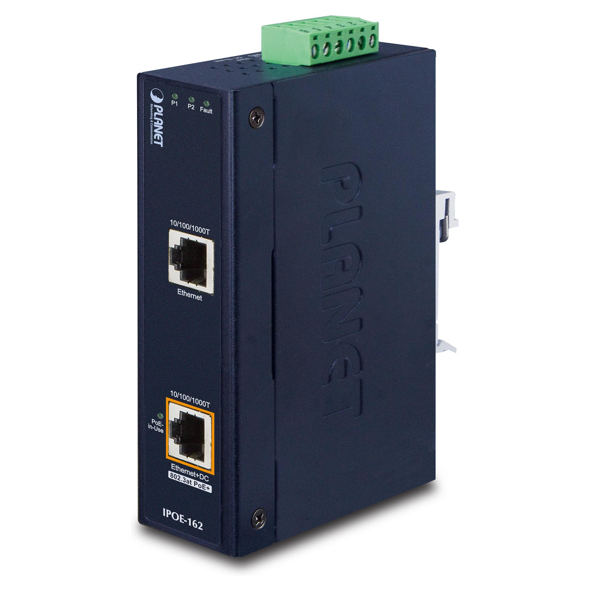 PLANET IPOE-162 Industrial IEEE 802.3at Gigabit Power over Ethernet Plus Injector (Mid-span)