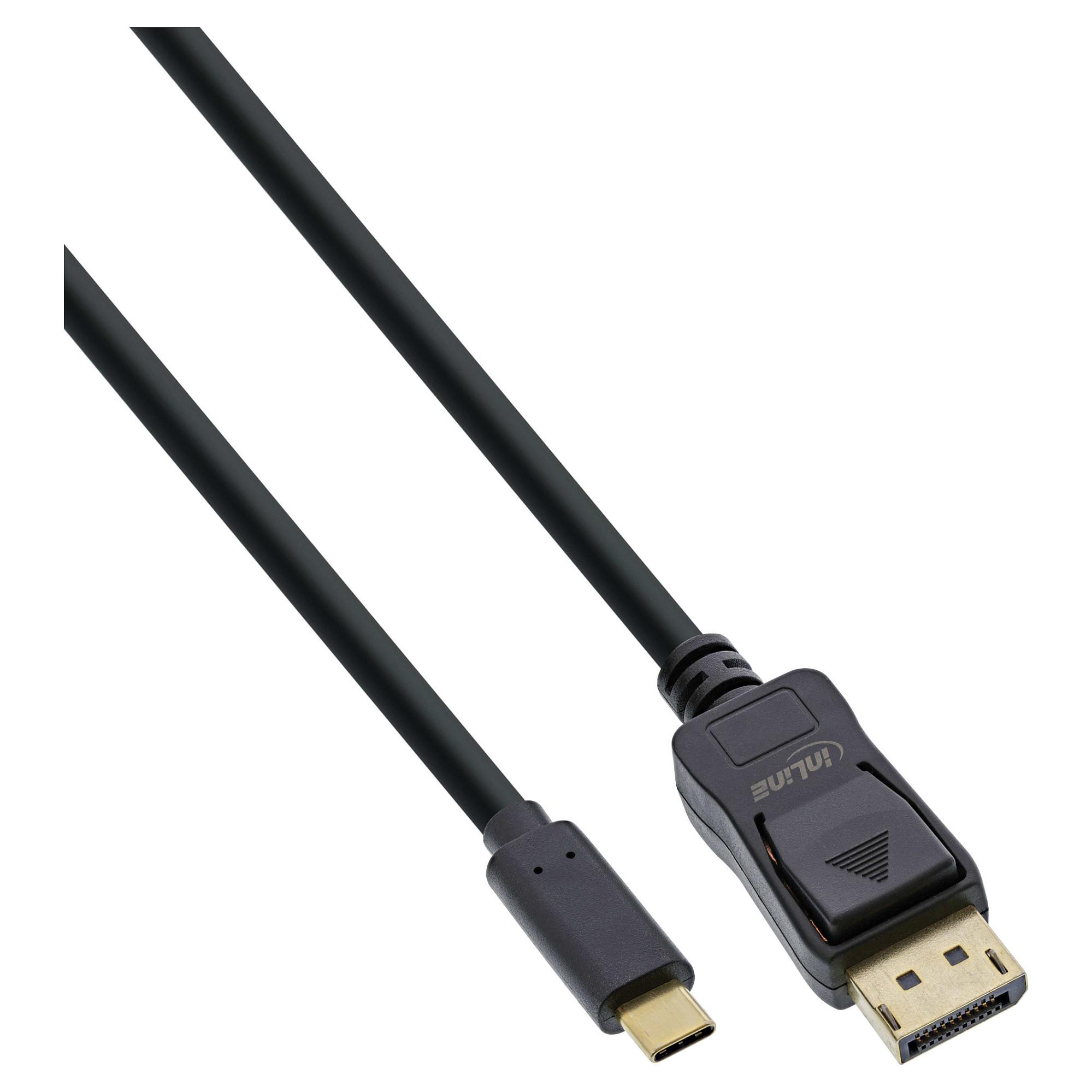 USB-C til DisplayPort-kabel InLine DP Alt Mode 4K2K - sort 2 m