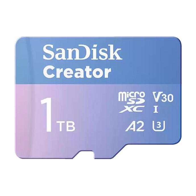 SanDisk Creator - Flashhukommelseskort (microSDXC til SD adapter inkluderet) - 1 TB - A2 / Video Class V30 / UHS-I U3 - microSDXC UHS-I