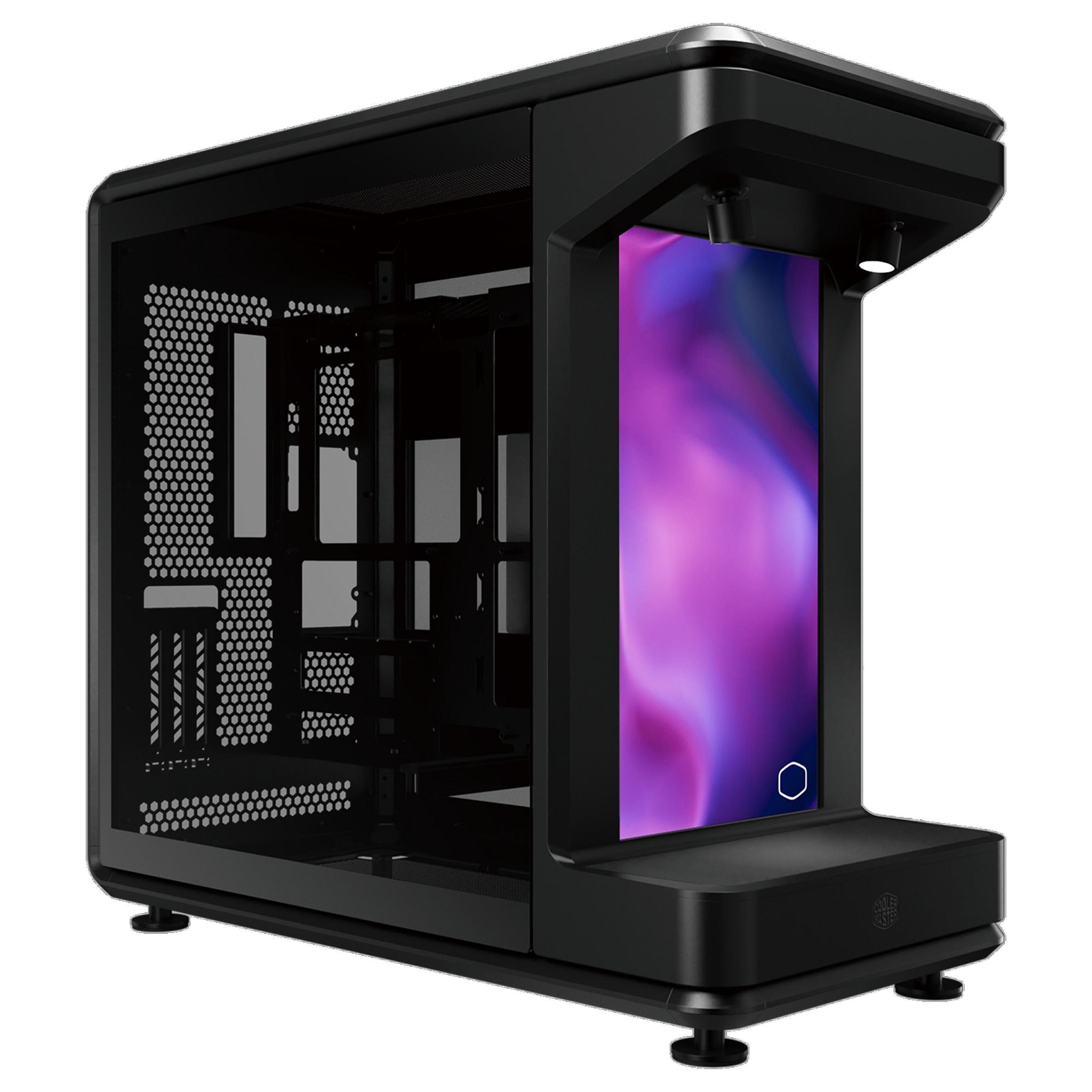 Cooler Master MasterFrame 360 STAGE LCD - MT - ATX - sidepanel med vindue (hærdet glas) (ATX) - sort - USB/Lyd