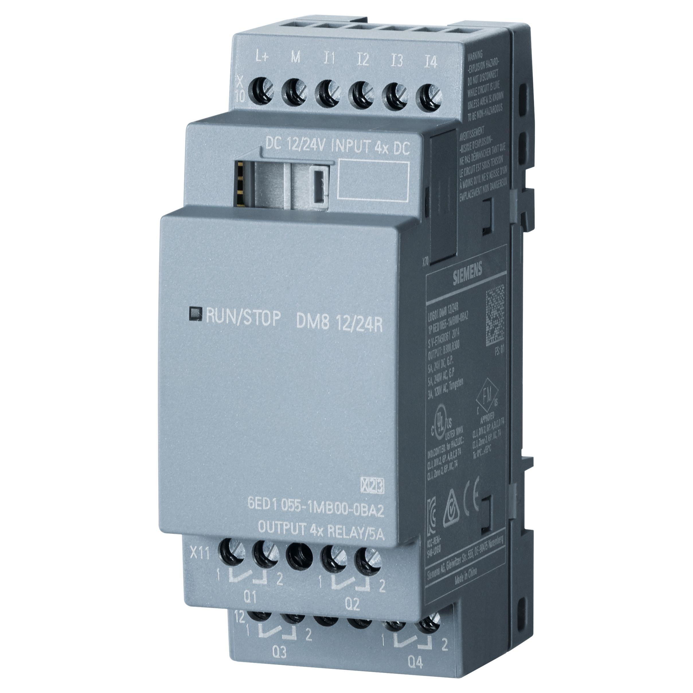 Siemens LOGO! DM8 12/24R, udvidelsesmodul PU/I/O: 12, 24V/12V/24V/m, 2TE, 4 DI/4 DO