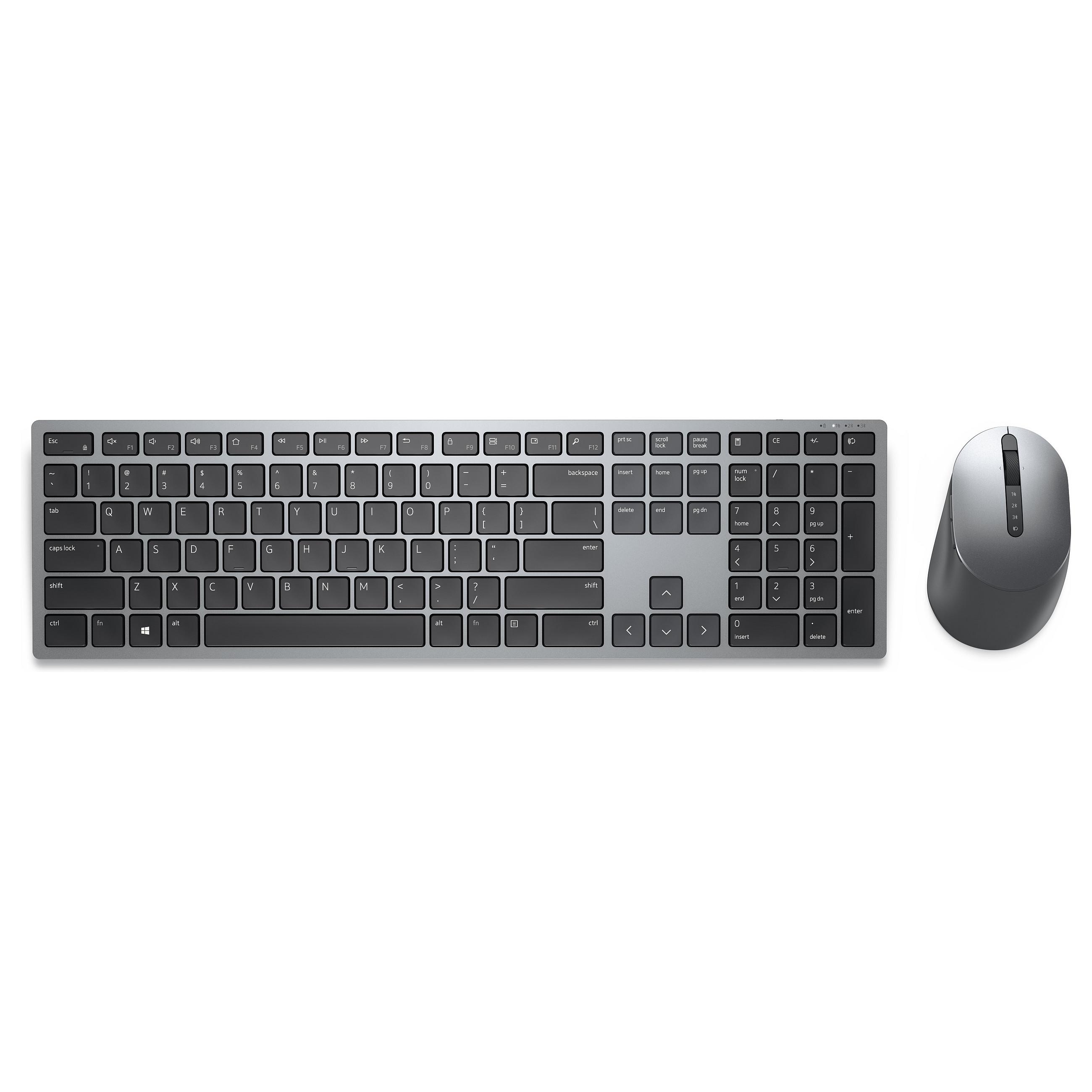 Dell KM7321W trådløst tastatur og mus med RF og Bluetooth 5.0, QWERTZ, tysk, grå/titanium