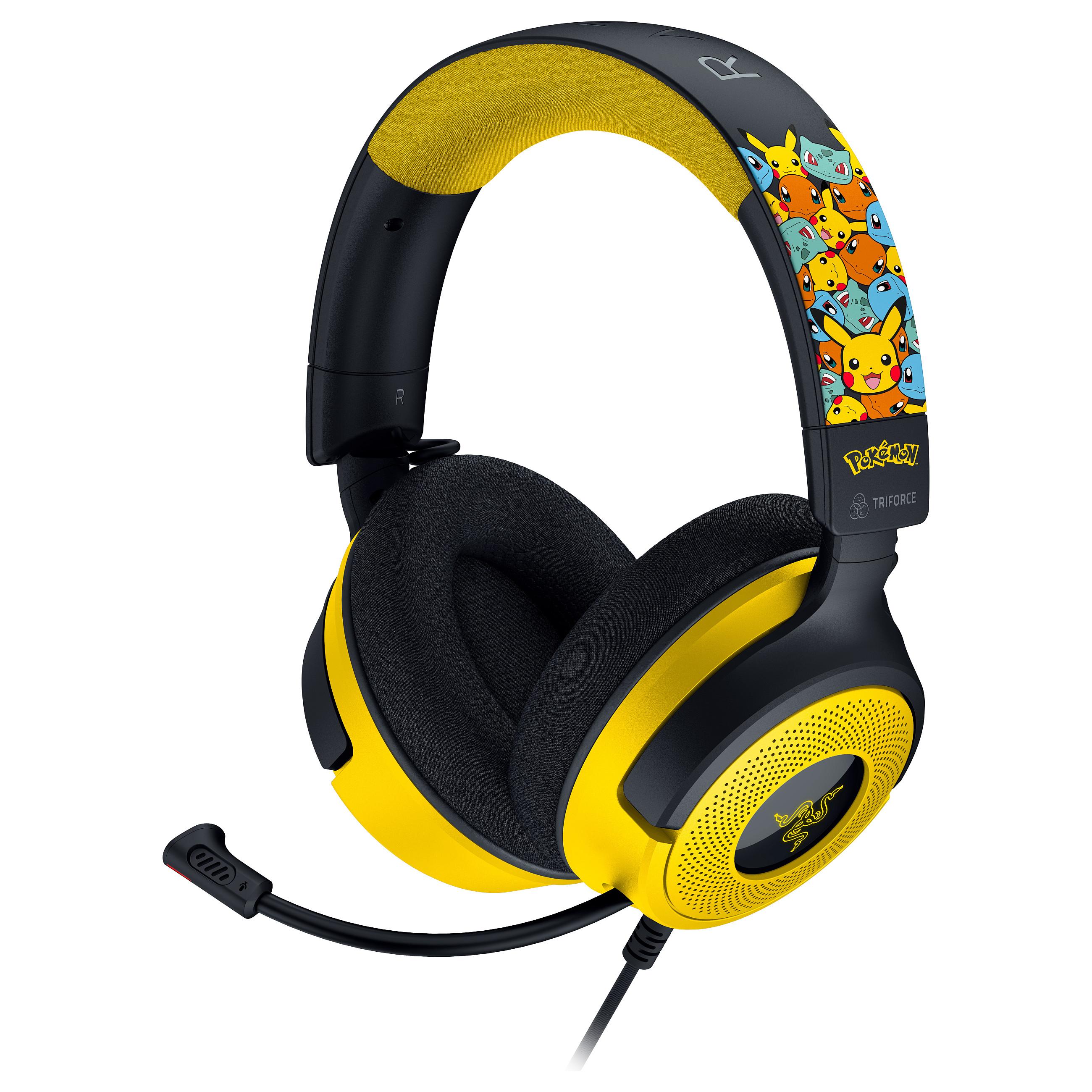 Razer Kraken V4 X Pokémon gaming-headset med mikrofon - kablet, USB-C/USB-A, sort/gul