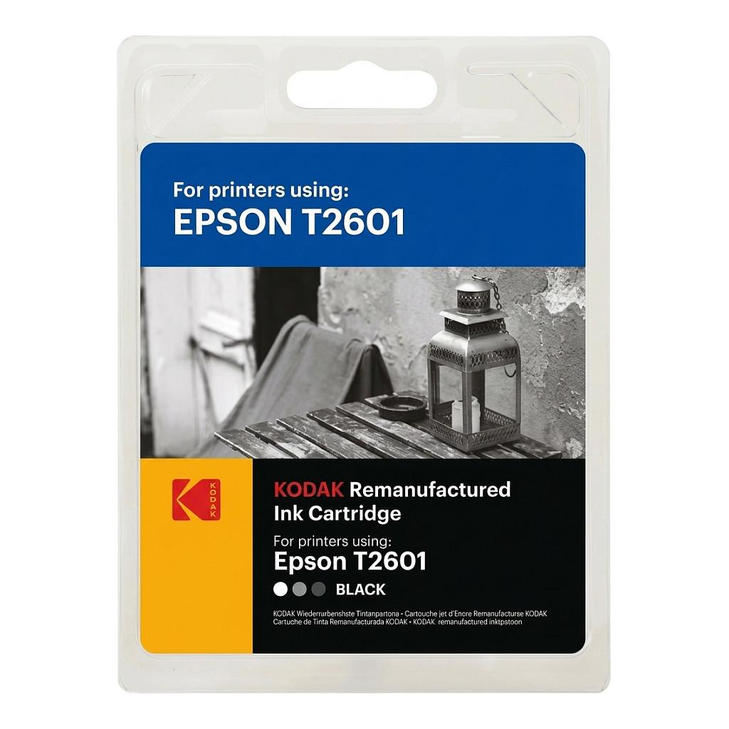 Blækpatron Kodak Epson T2601 - sort, renoveret