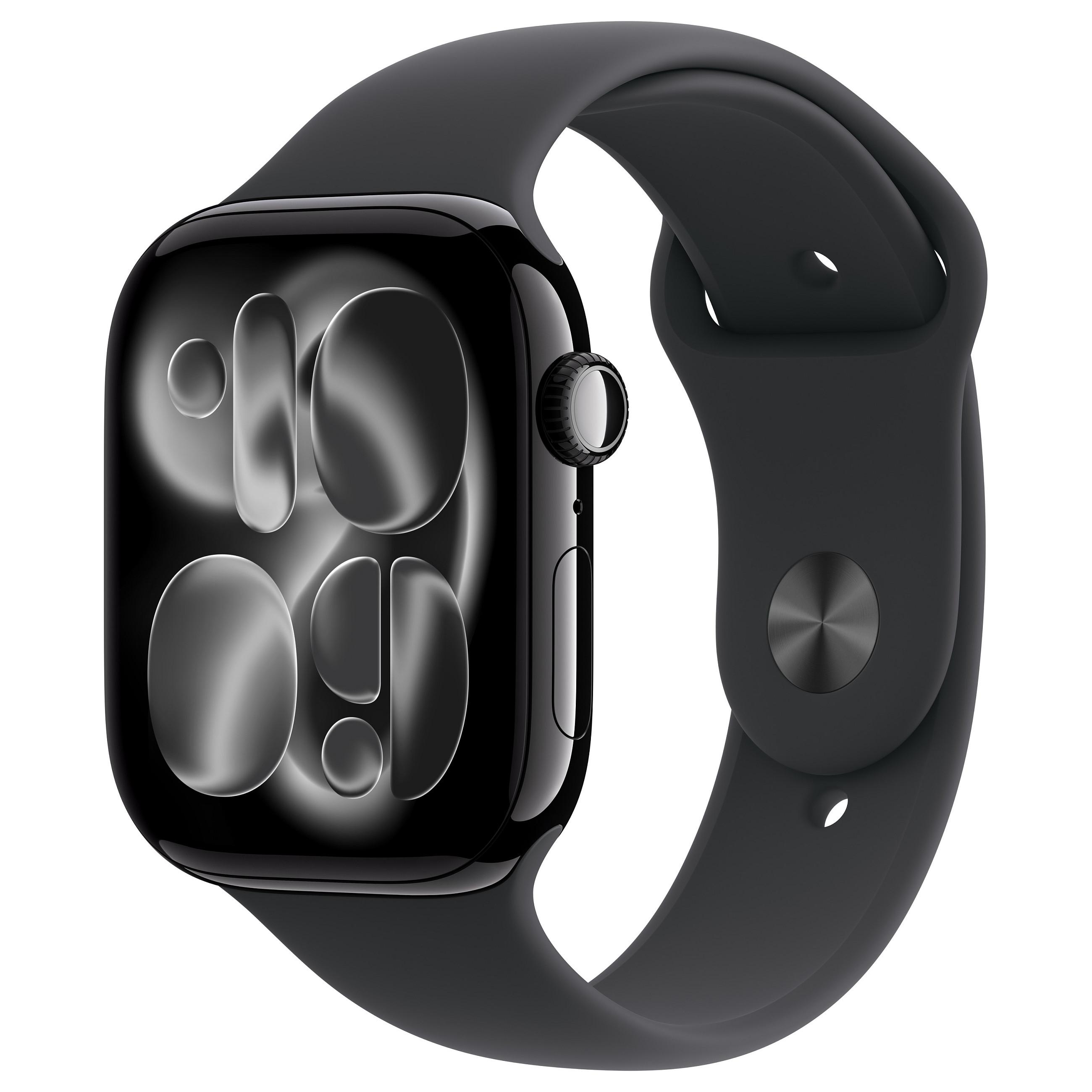 Smartwatch Apple Watch Series 11 GPS 46 mm - Jet Black aluminium med sort sportsrem (S/M)