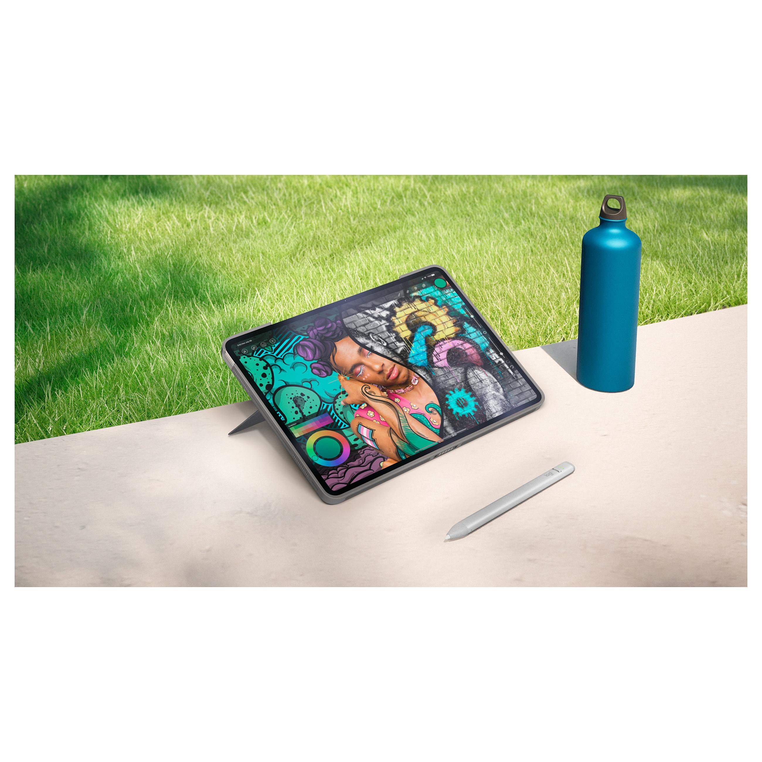 Logitech Combo Touch - Tastatur og folio-kasse - med trackpad - bagbelyst - Apple Smart connector - QWERTY - US International - oxford-grå - for Apple 11-inch iPad Air (M2, M3)