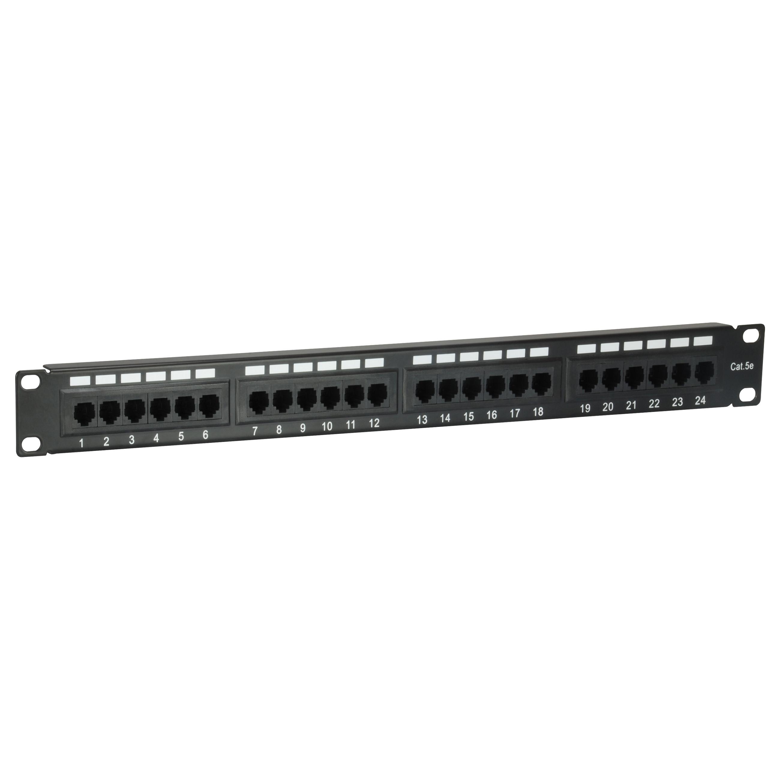 EQUIP 24-port Cat.5e uskærmet patchpanel 1U til rackmontering - sort