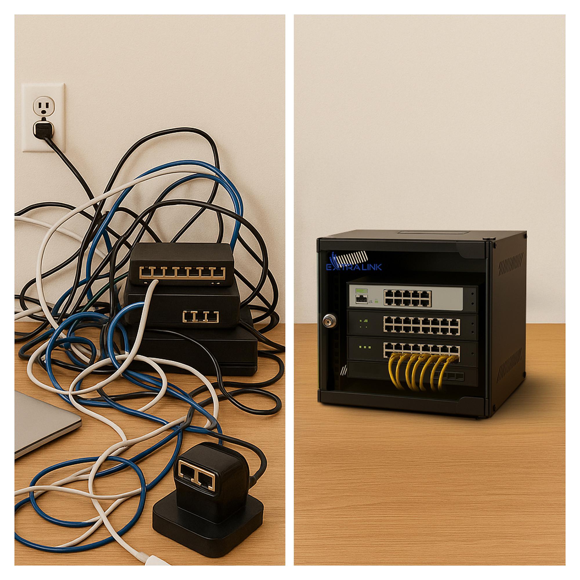 Extralink LITE 4U 10 280X310 WALL-MOUNTED RACKMOUNT CABINET BLACK Fritstående/væg-/gulvmonteret stativ Sort