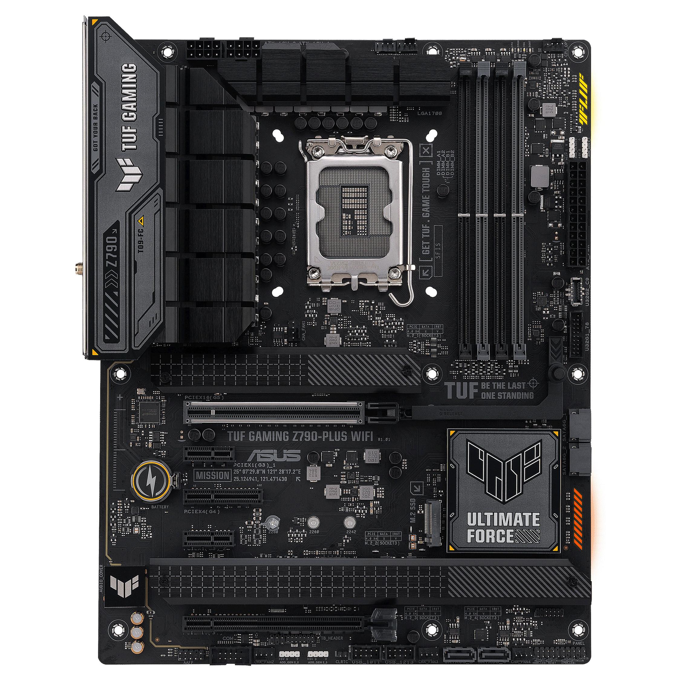 ASUS TUF GAMING Z790-PLUS WIFI - Bundkort - ATX - LGA1700 sokkel - Z790 Chipset - USB-C 3.2 Gen 2x2, USB-C 3.2 Gen2, USB 3.2 Gen 1, USB 3.2 Gen 2 - 2.5 Gigabit LAN, Wi-Fi 6E, Bluetooth - onboard grafik (CPU påkrævet) - HD Audio (8-kanaler)