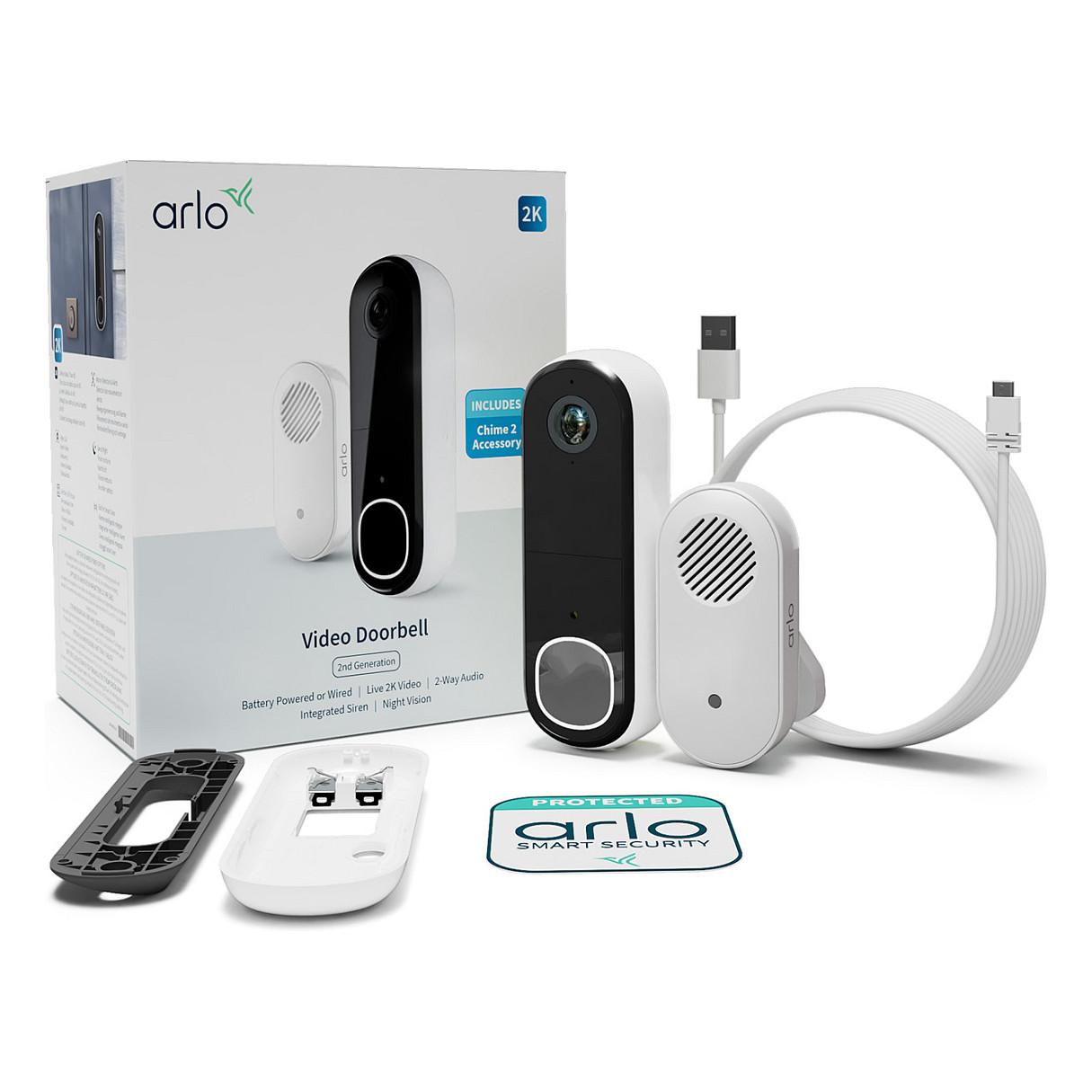 Arlo Essential 2 videodørklokke 2K + Chime V2 AVDK4001-100PES