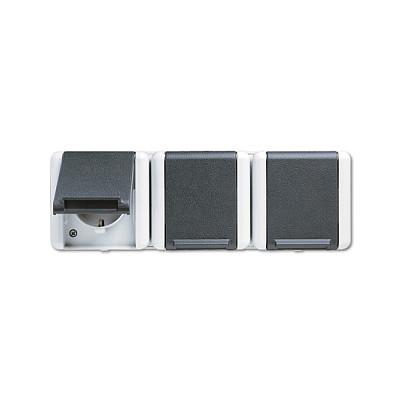 Schuko-stikkontakt JUNG WG800 8230W - 3-vejs IP44