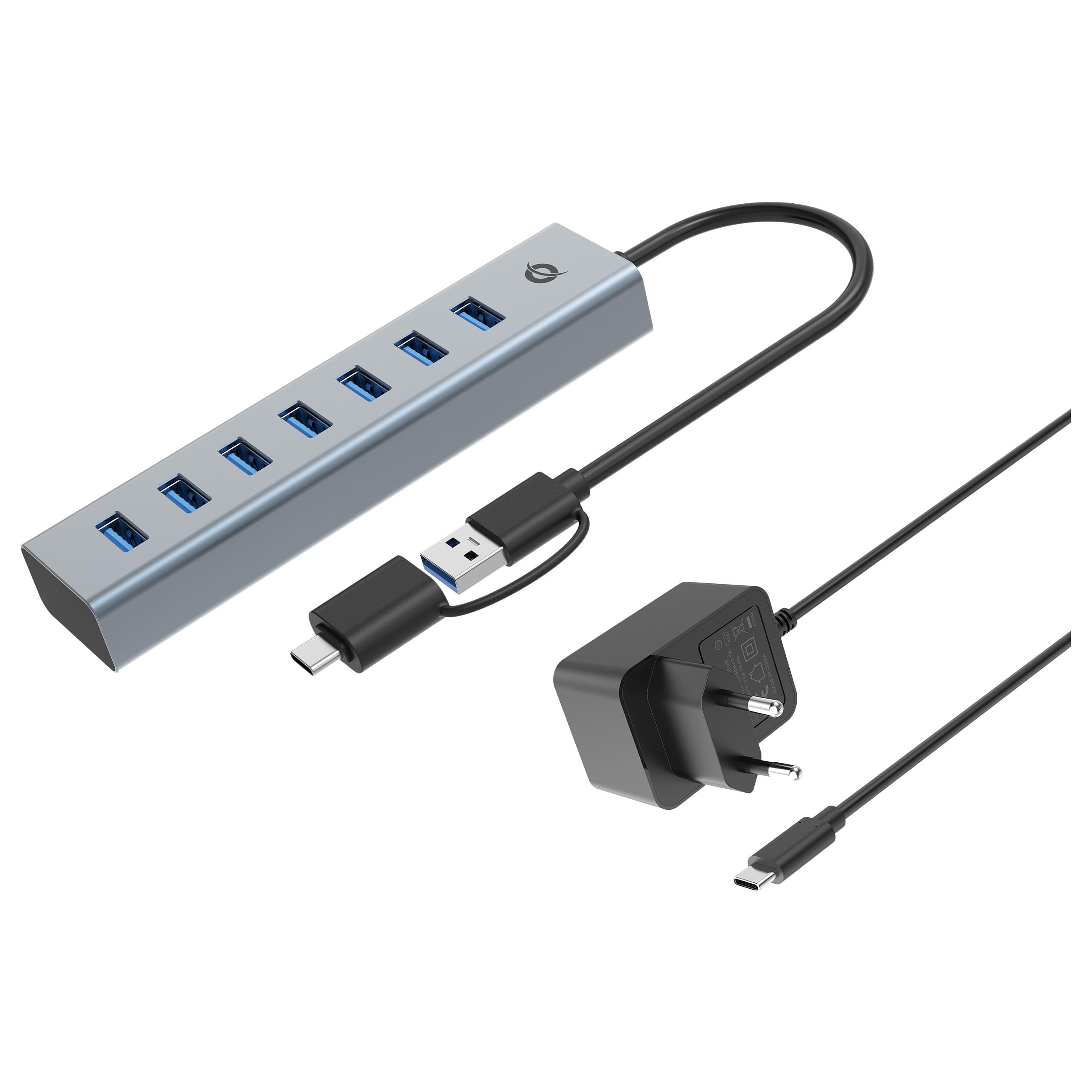 Conceptronic HUBBIES21GP interface hub USB 3.2 Gen 1 (3.1 Gen 1) Type-A 5000 Mbit/s Grå