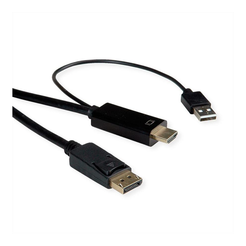 HDMI til DisplayPort-kabel ROLINE 3 m - sort