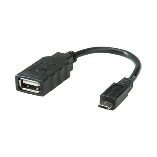 USB-kabel ROLINE USB 2.0 OTG Micro-USB B til USB-A hun - 0,15 m