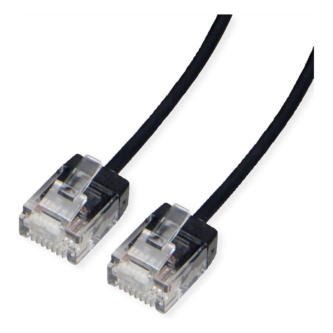 Patchkabel ROLINE Cat.6A U/UTP RJ-45 slim - sort, 0,5 m