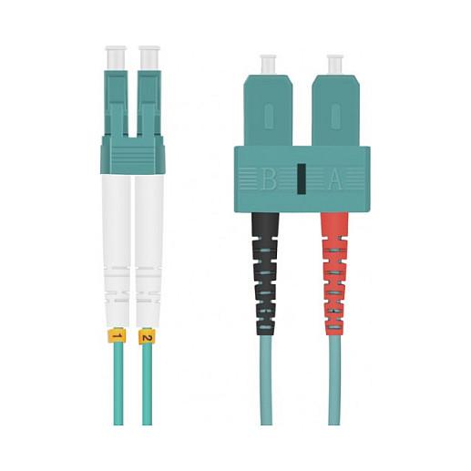 Fiberoptisk patchkabel Helos OM3 duplex LC/SC LSZH 0,5 m - aqua