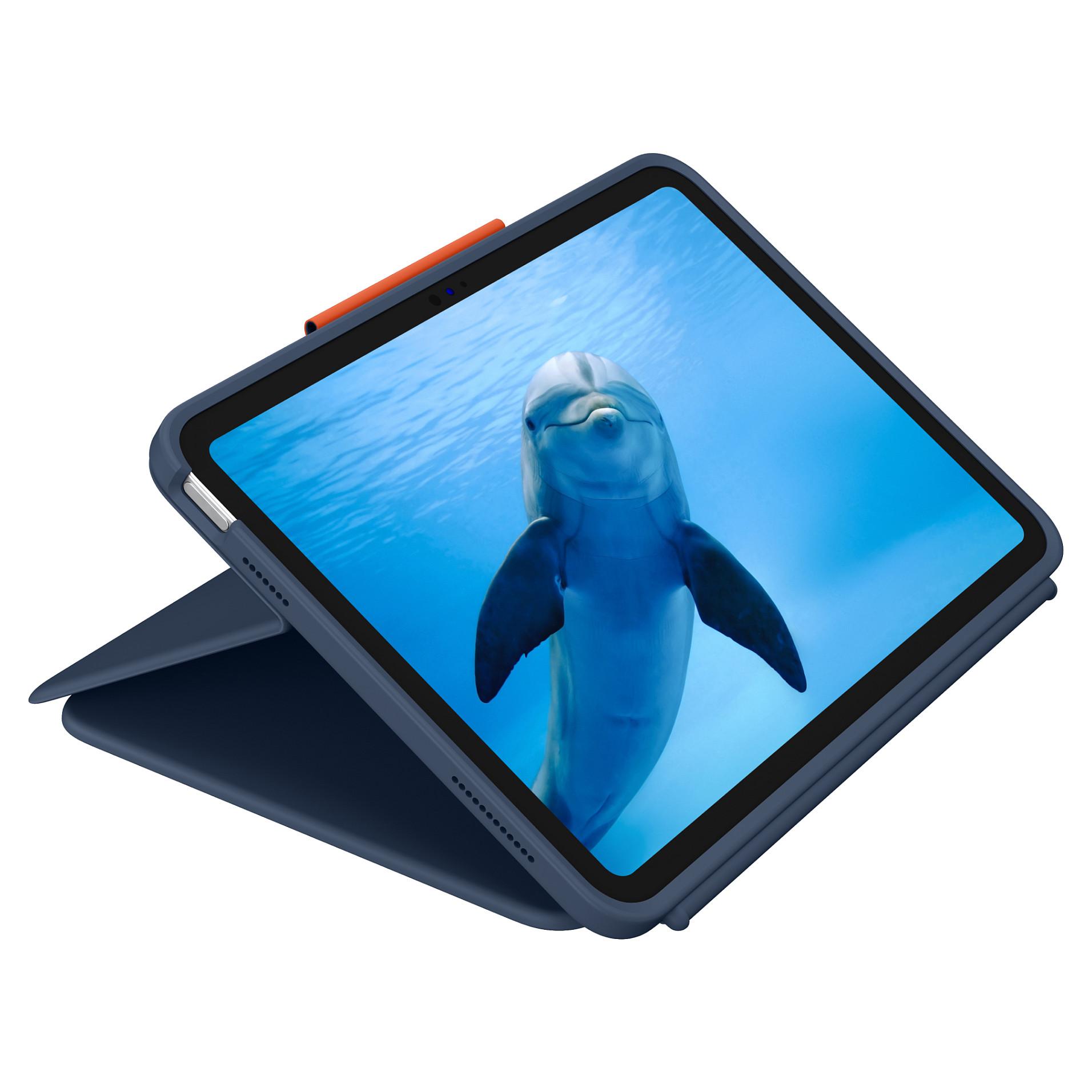 Logitech Rugged Combo 4 Touch - Tastatur og folio-kasse - med trackpad - Apple Smart connector - QWERTY - Pan Nordic - marineblå - for Apple 10.9-inch iPad (10. generation) iPad A16 Wi-Fi, A16 Wi-Fi + Cellular