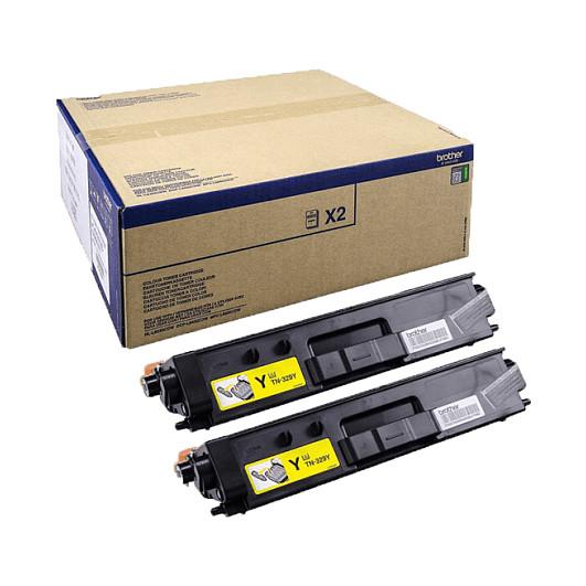 Brother TN-329YTWIN original gul tonerpatron 2-pak til laserprinter, 12.000 sider
