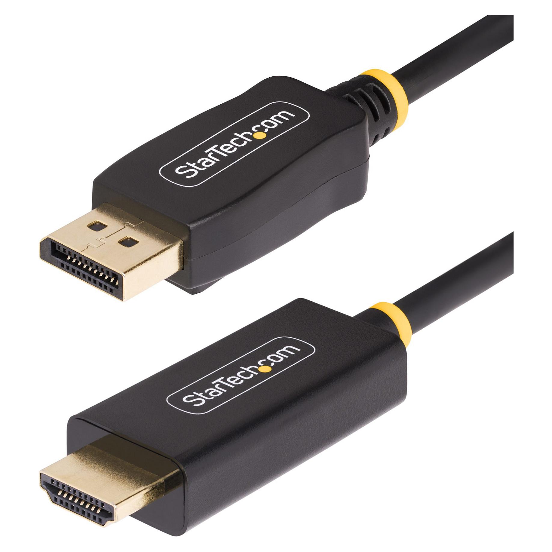 StarTech.com 6.6ft (2m) DisplayPort to HDMI Adapter Cable, 4K 60Hz with HDR, DP to HDMI 2.0b, Active Video Converter, DisplayPort Desktop to HDMI Monitor, M/M - DisplayPort to HDMI Cord (6F-DP-HDMI-4K