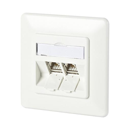 RJ45-vægudtag METZ CONNECT C6Amodul 2 Port 180 M - hvid RAL9010