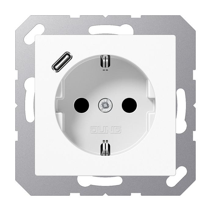 Stikkontakt JUNG A1520-18CWW SCHUKO med USB-C