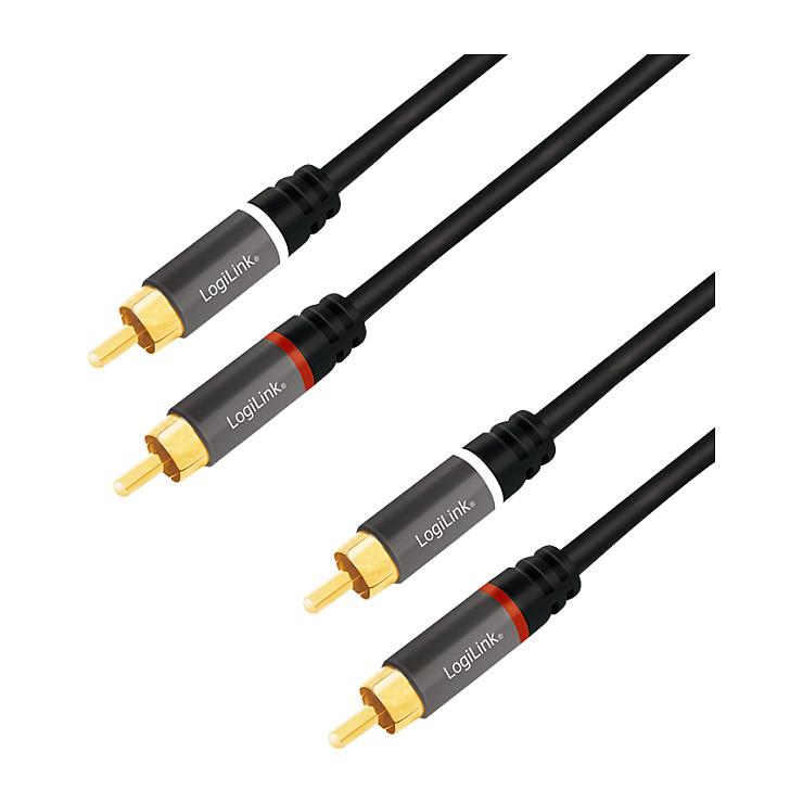 Audiokabel LogiLink 2 x RCA-han til 2 x RCA-han - sort, 7,5 m