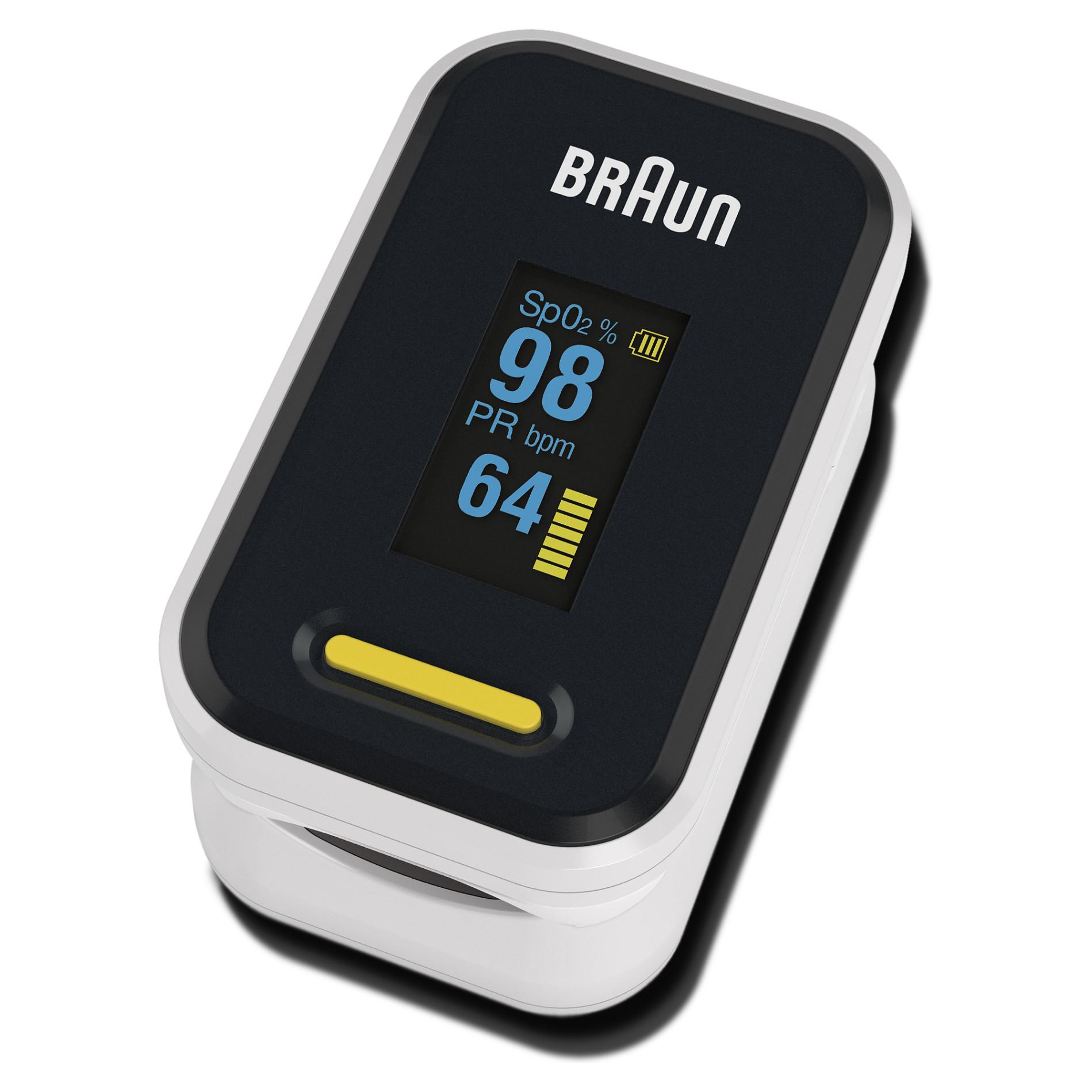Braun YK-81CEU pulsoximeter med OLED-display - sort/hvid