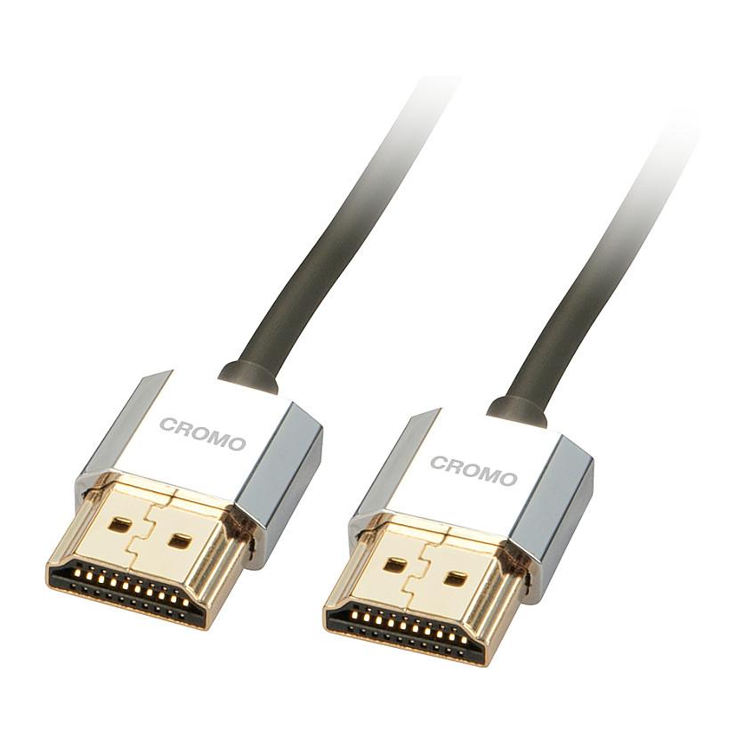 HDMI-kabel Lindy CROMO Slim High Speed med Ethernet 2 m - sort