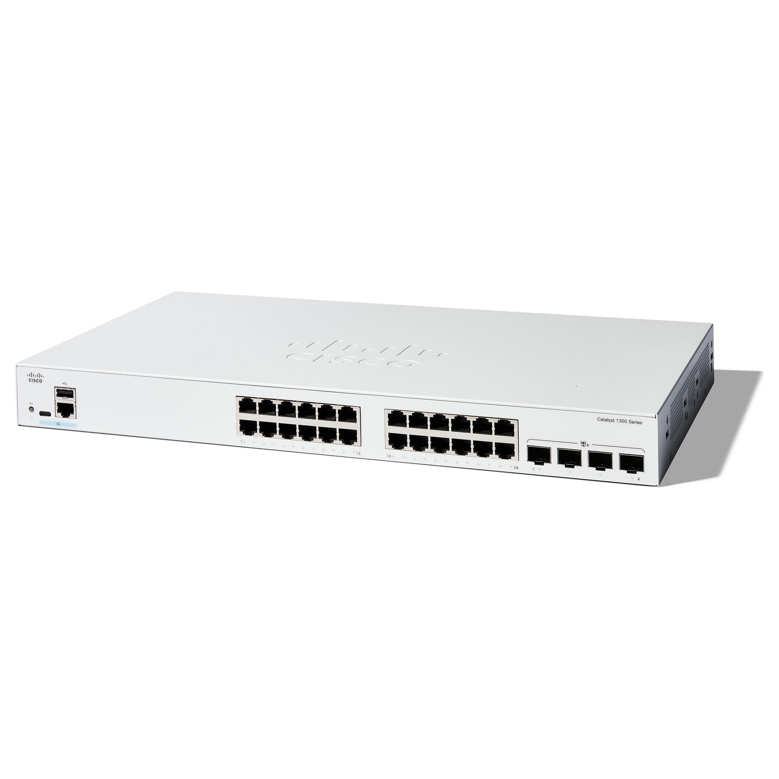 Netværksswitch Cisco Catalyst 1300-24T-4X - administreret, 24x Gigabit, 4x 10G SFP+