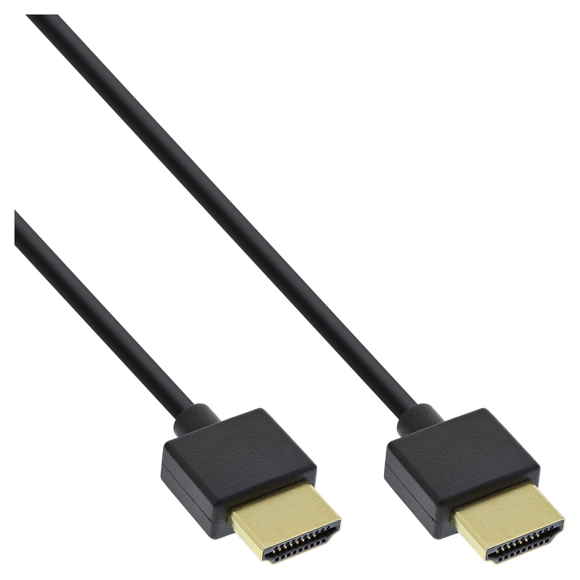 HDMI-kabel InLine HighSpeed Superslim med Ethernet - sort 1,8 m