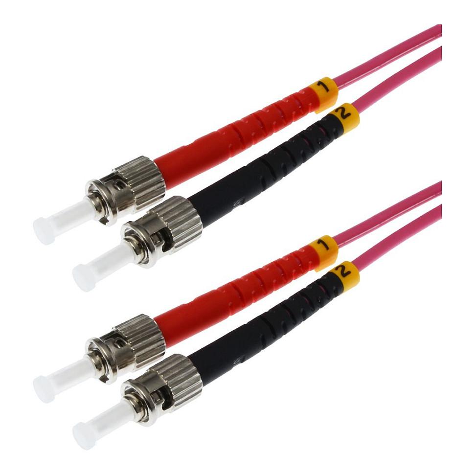 Fiberoptisk patchkabel Helos OM4 duplex ST/ST LSZH 7,5 m - violet