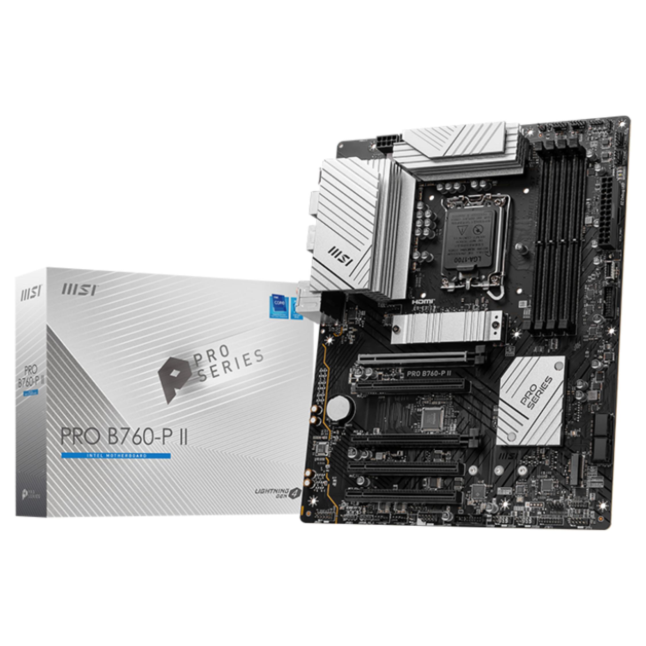 MSI PRO B760-P II - Bundkort - ATX - LGA1700 sokkel - B760 Chipset - USB 3.2 Gen 1, USB-C 3.2 Gen2 - 2.5 Gigabit LAN - onboard grafik (CPU påkrævet) - HD Audio (8-kanaler)