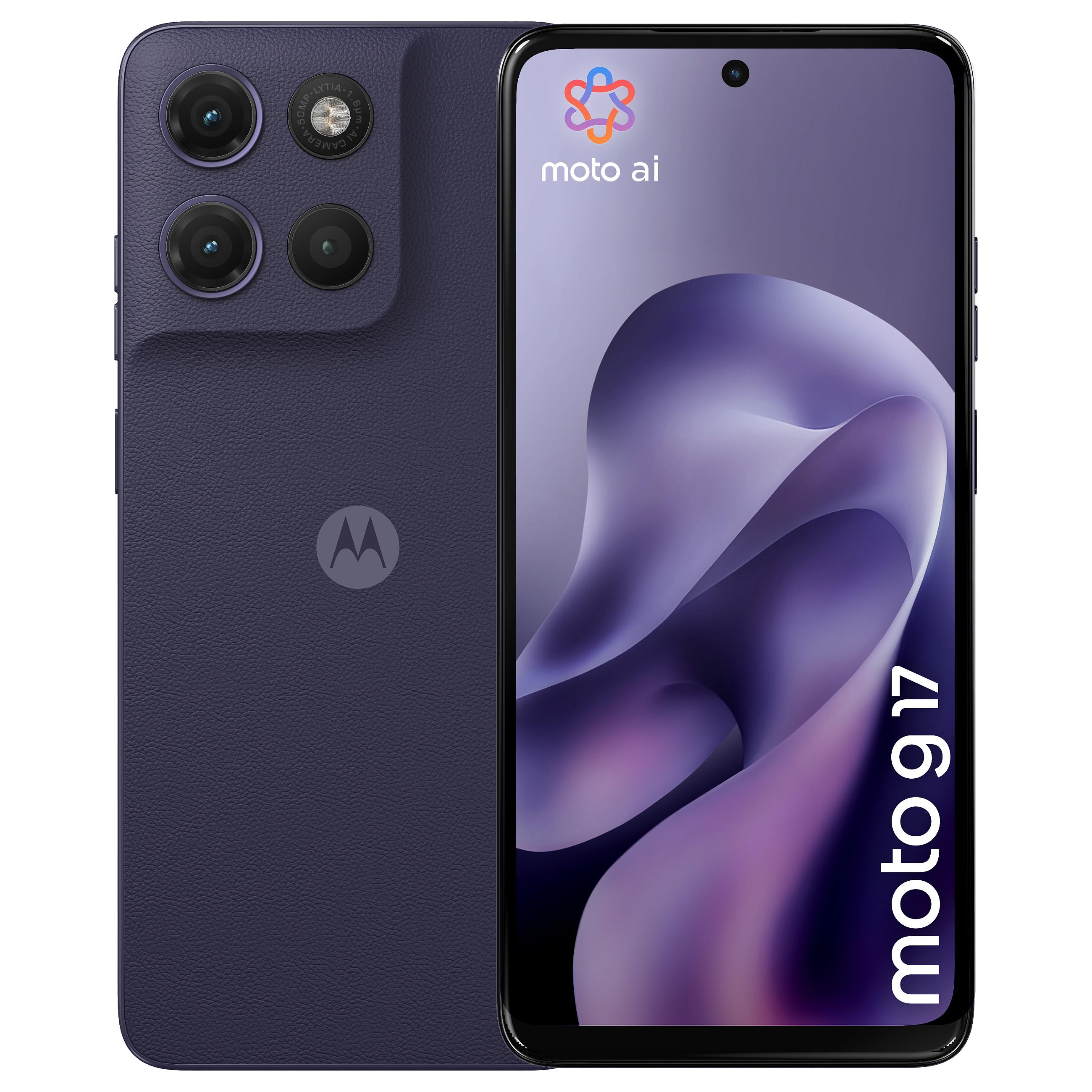 Motorola Moto G17 - 4G smartphone - dual-SIM - RAM 4 GB / Intern hukommelse 128 GB - microSD slot - LCD-skærm - 6.72 - 2400 x 1080 pixels (60 Hz) - 3x bagkamera 50 MP, 5 MP - front camera 32 MP - pantone aftenblå