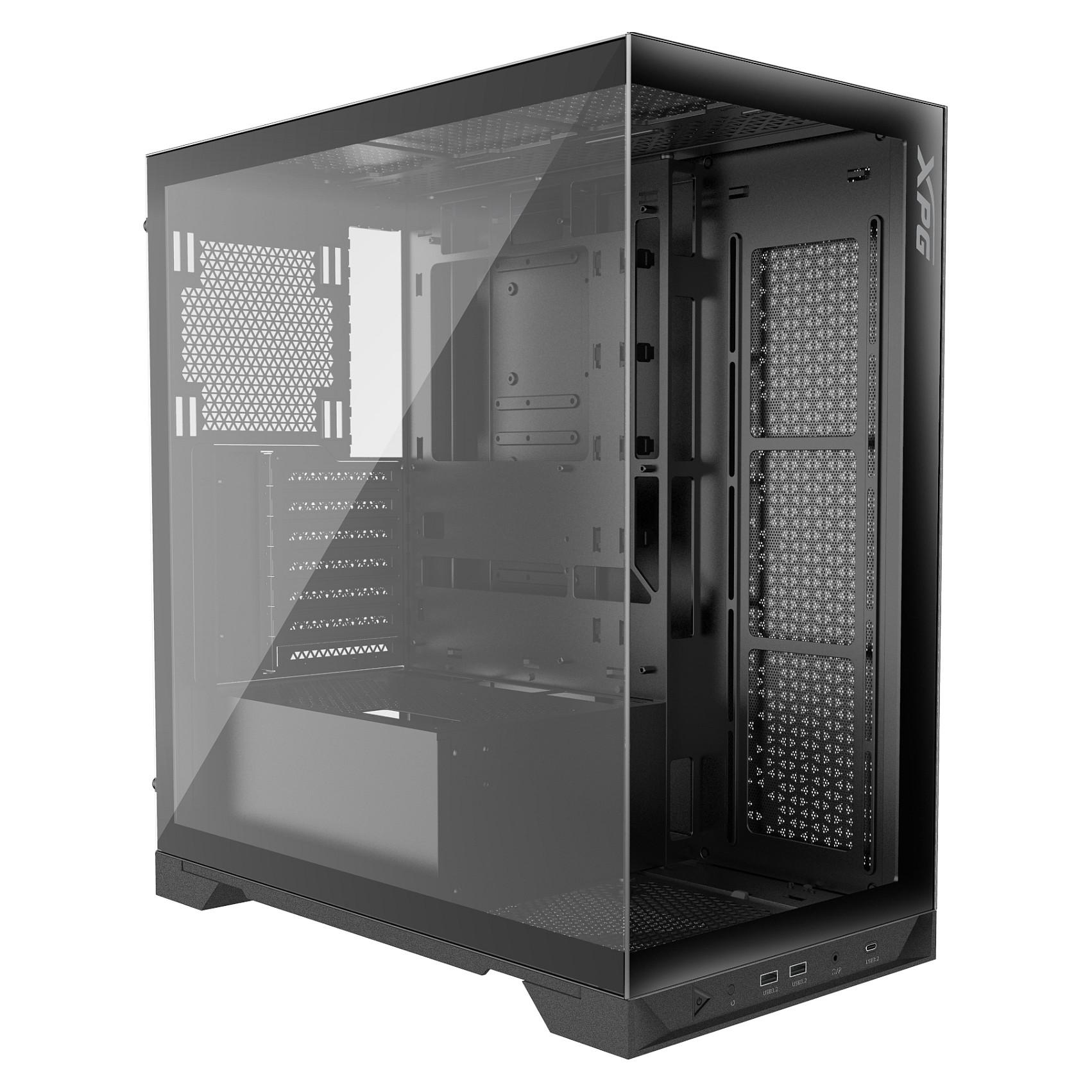 XPG ADATA Invader X Mid‑Tower PC‑kabinet – SPCC / hærdet glas, 5 x 120 mm blæsere, GPU op til 400 mm – Sort
