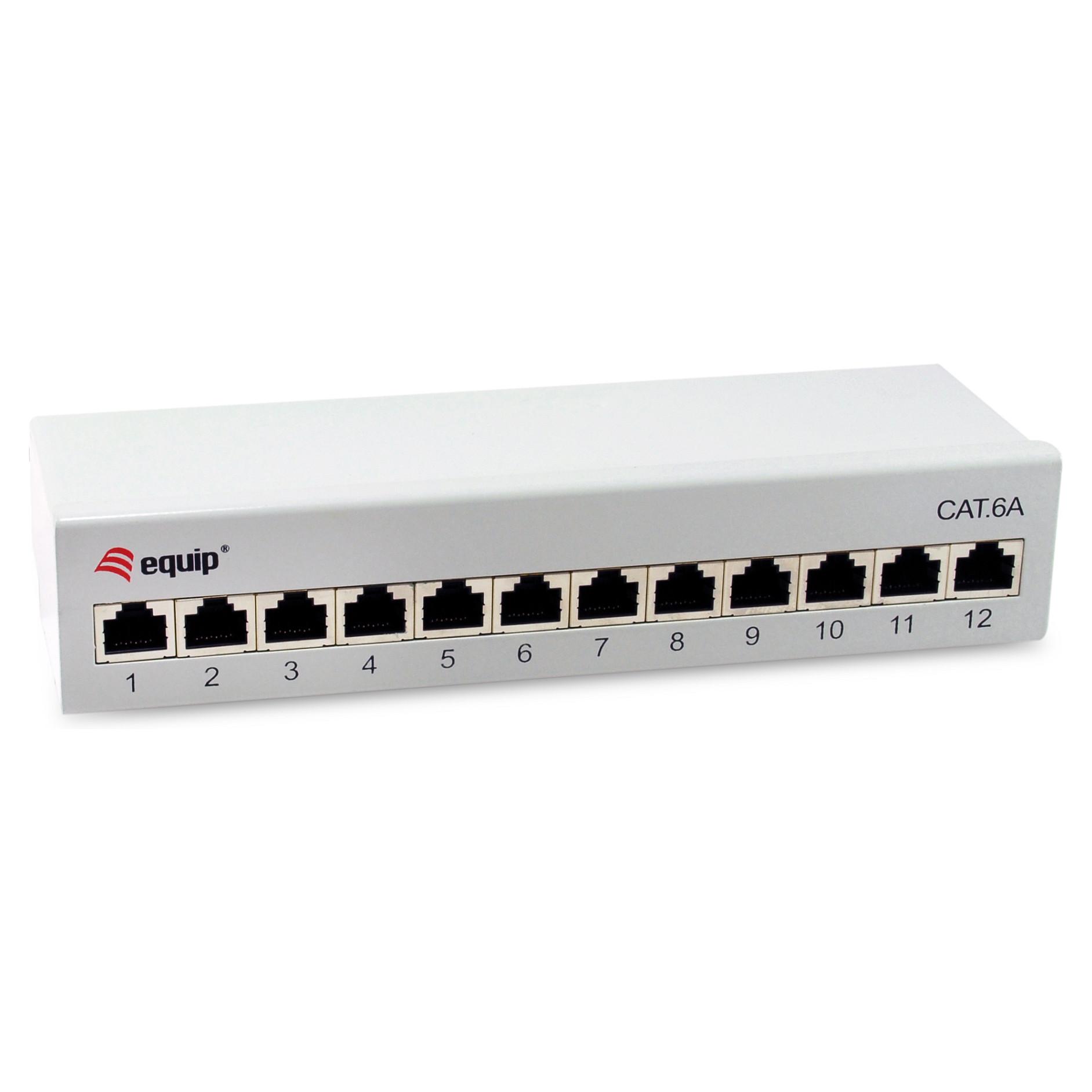 EQUIP 326522 Cat6a patchpanel med 12 x RJ-45 porte, 10 Gigabit Ethernet, grå
