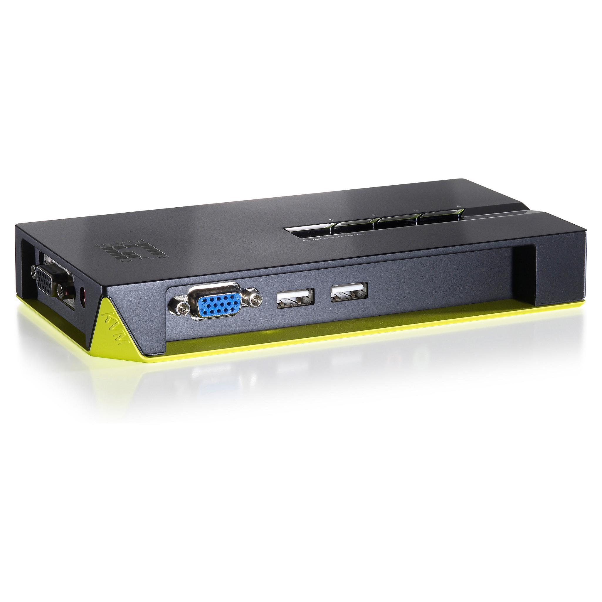 LevelOne 4-port USB VGA KVM-switch til 4 computere med USB 2.0 og maksimal opløsning 2048 x 1536